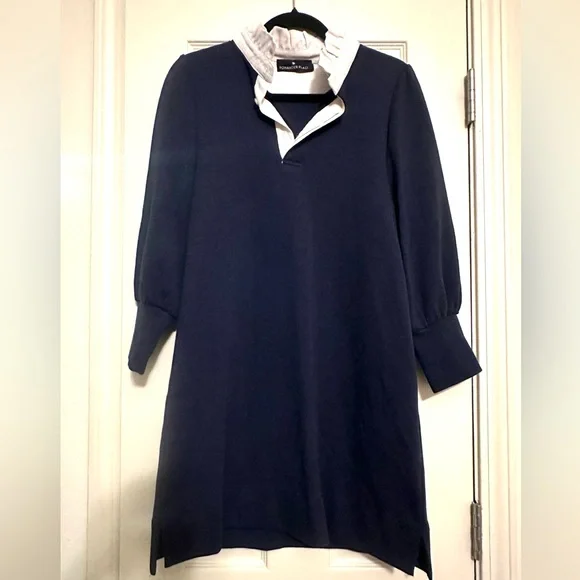 ♦️ Tuckernuck Pomander Place Navy Charlotte Terry Dress Size Small - Picture 5 of 11